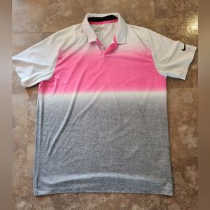 Nike Gold Dry Fit Pink and Gray Men's Polo Shirt Size Large